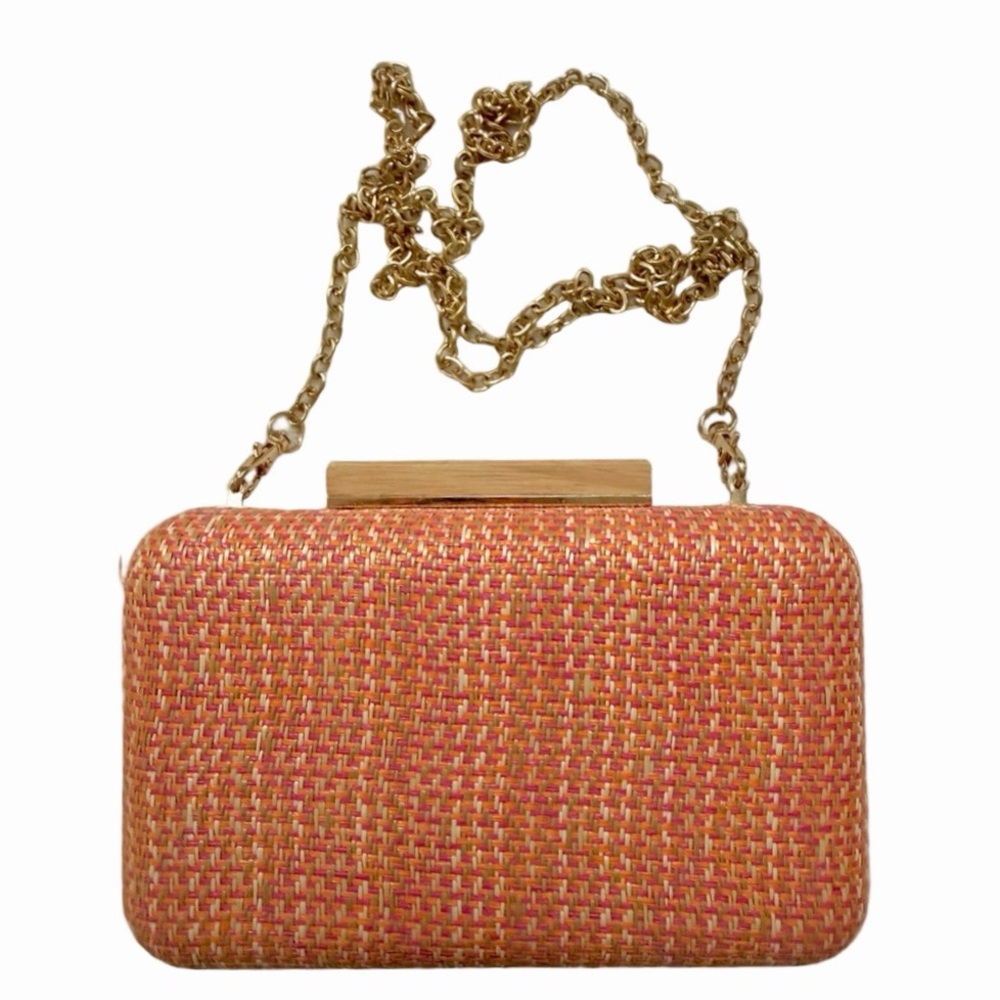 Urban Expressions Cicley Woven Tweed Hard Shell Clutch Crossbody Purse Bag EUC